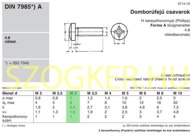 DFKH CSAVAR M3*8 (D FEJ) DIN 7985 KOMBI NIKK. METRIKUS CSAVAROK DFKH CSAVAR M3*8 (D FEJ) DIN 7985 KOMBI NIKK. METRIKUS CSAVAROK