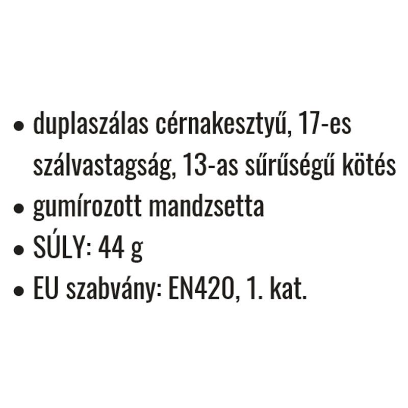 VÉDŐKESZTYŰ PAMUT NŐI FEHÉR 07 DUPLASZÁLAS CÉRNA,GUMÍS CSUKLÓ COVERGUARD 4300