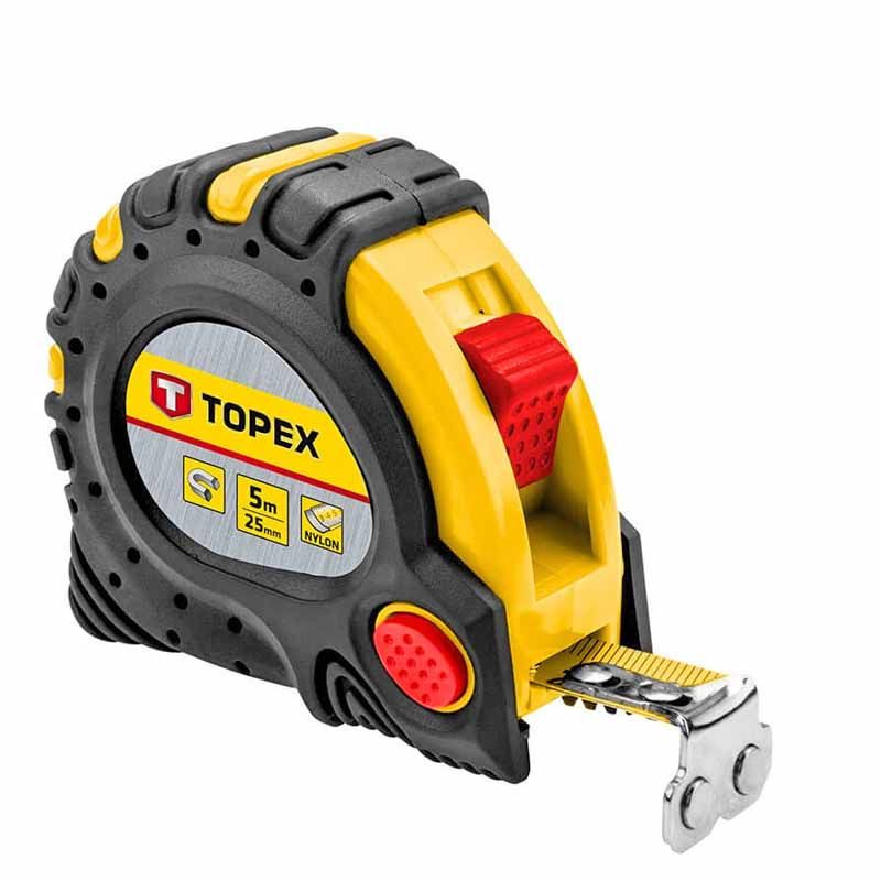 TOPEX 27C345 MÉRŐSZALAG 05M/25mm MÁGNESES SÁRGA-FEKETE ÖVAKASZTÓS  MÉRŐESZKÖZÖK