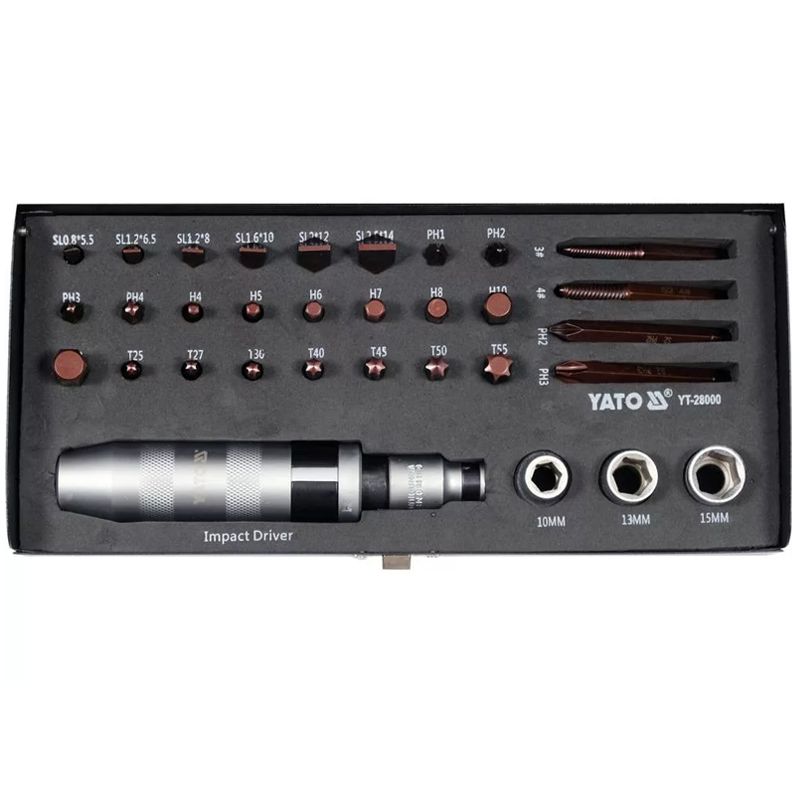 YATO 28000 ÜTVECSAVARHÚZÓ KÉSZLET 32DB-OS 