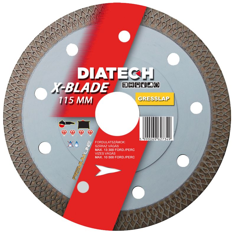 DIATECH XB115 VÁGÓKORONG D115*30*22,2LYUK X-BLADE GRES ÉS MÁRVÁNY LAPHOZ  GYÉMÁNTSZEMCSÉS VÁGÓKORONG