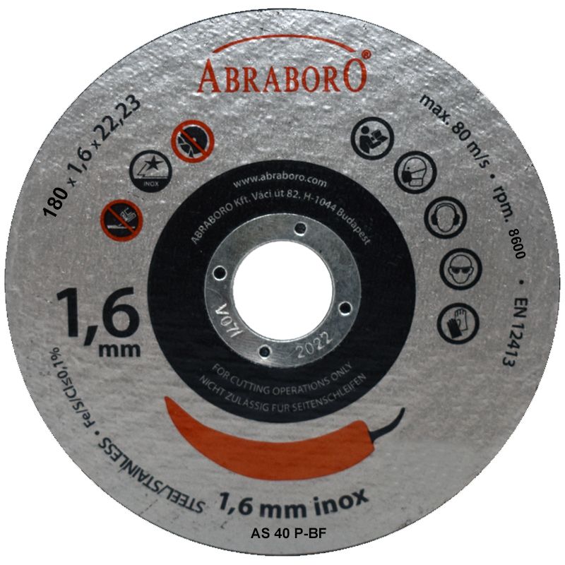 VÁGÓKORONG INOXHOZ D180*1.6 CHILI 22LYUK AS40PBF T41 LAPOS IMPORT