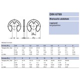 BIZTOSÍTÓGYŰRŰ KÜLSŐ D7 HORONY DIN 6799 A2 INOX D8-11 TENGELY  BIZTOSÍTÓ ELEMEK